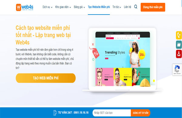 hướng dẫn tạo website trải nghiệm miễn phí